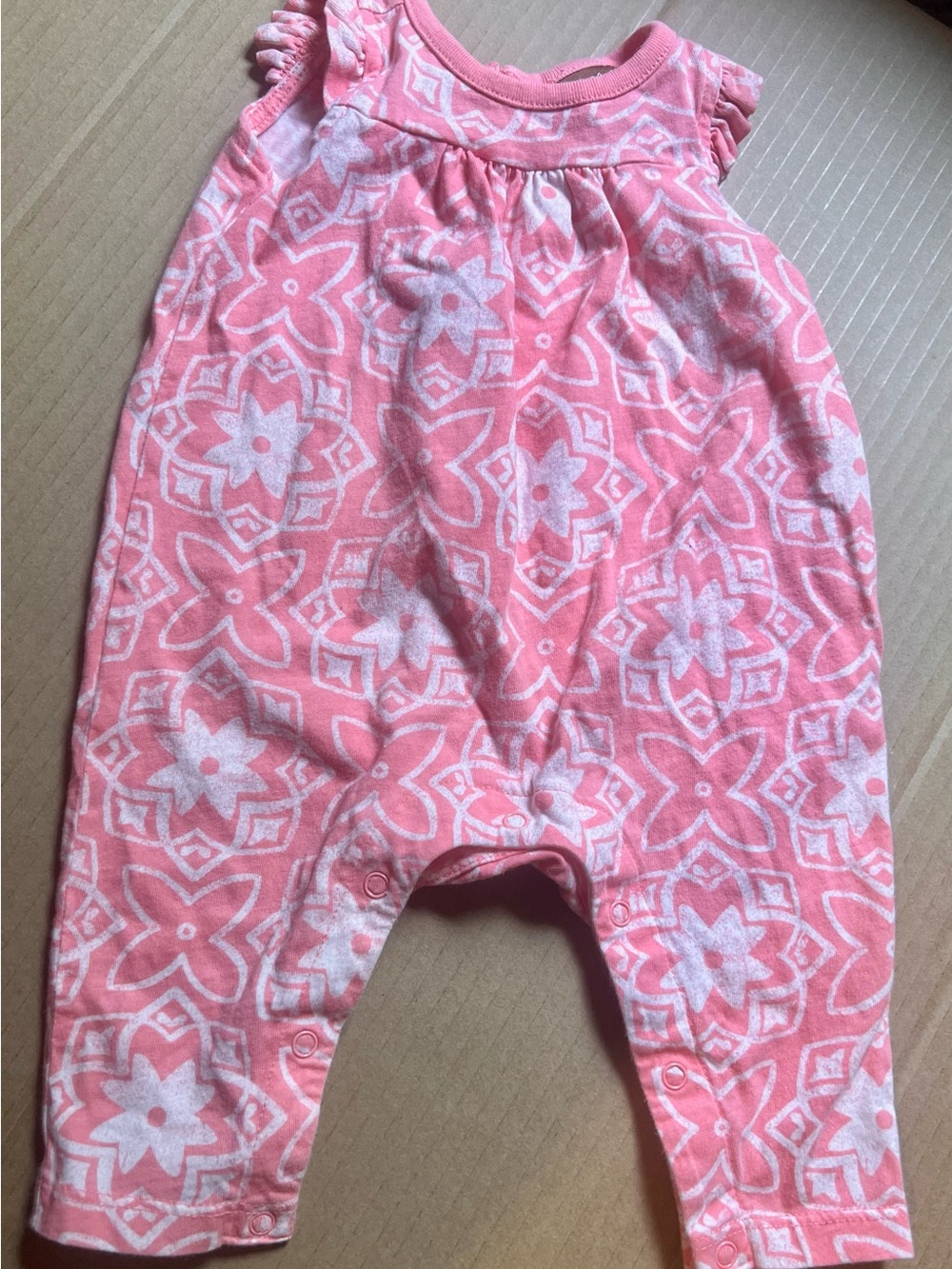 Tea Collection Pink Romper 0-3 Months Ruffle Shoulder One Piece